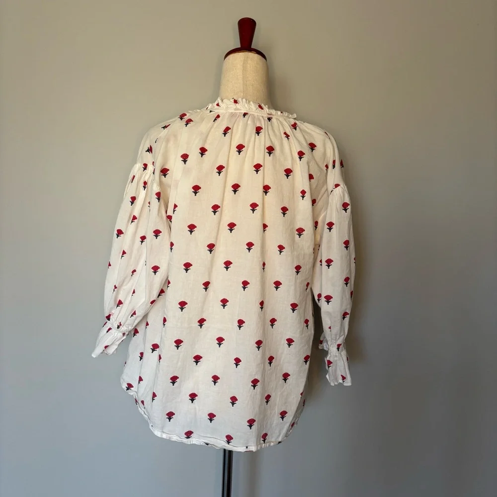 Ro's Garden Rose Block Print Blouse size M - Picture 3 of 5